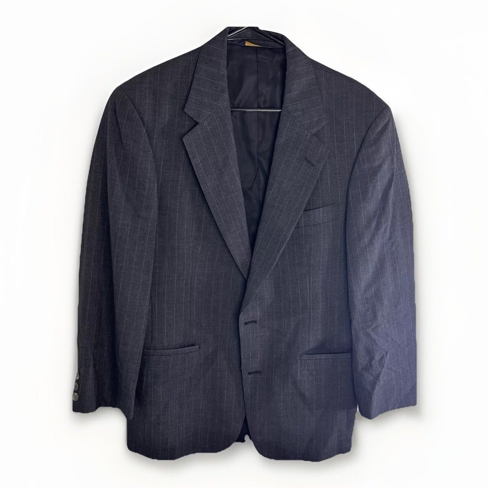 Brooks Brothers Suit Mens Wool Blazer Navy / Gray Pinstripes Madison Made In USA